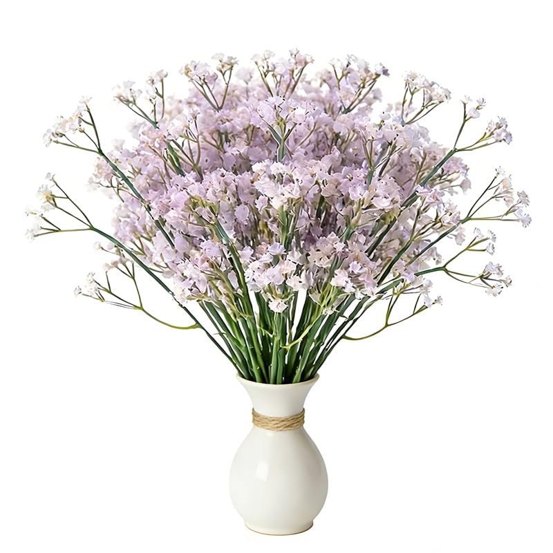 10 Pcs Babys Breath Light Purple Artificial Flowers, Real Touch Gypsophila Fake Flowers for Wedding, Home Decor, Vase Filler, Table Centerpieces, Party Decorations - color: 10pcs Light Purple