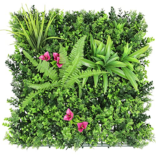 ECOOPTS 20"x20" Faux Ivy Privacy Fence Screen Artificial Boxwood Panels Topiary Hedge Plants for Indoor Outdoor Decoration, 12 Mixed Leaves, 6 Packs - color: #12 Mixed Leaves, size: 20"x20"