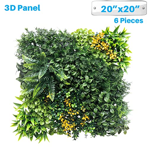 Patio Paradise Artificial Greenery Grass Wall Panels, 20"x20" (6pc) Faux Grass Boxwood Backdrop Fake Ivy Privacy Screen Green Hedge for Indoor Outdoor Décor, 8 3D Mixed - color: #8 3D Mixed, size: 20"x20"