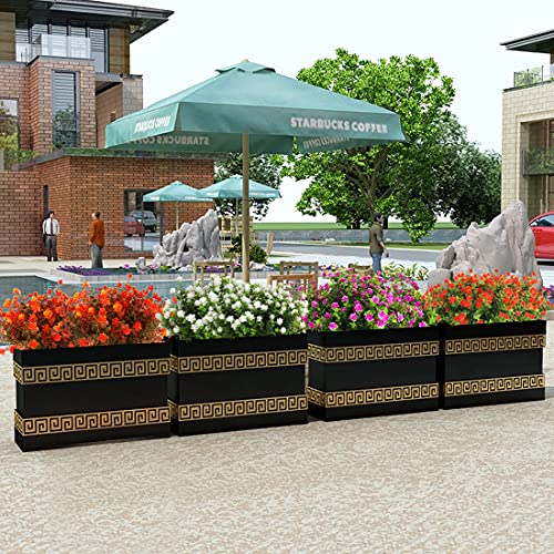 RECUTMS 12 Bundles Artificial Outdoor Flowers UV Resistant Fake Plastic Plants No Fade Faux Fall Flowers for Hanging Planter Porch Patio Window Box Wedding Thanksgiving Halloween Decor(Green Orange) - color: Green Orange, size: 12 Pcs