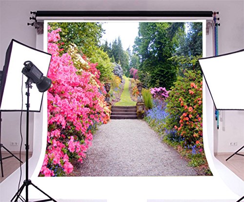 AOFOTO 4x4ft Beautiful Spring Blossom Flowers Photography Backdrop Garden Landscape Background Outdoor Vintage Park Manor Scenery Photo Studio Props Kid Girl Child Artistic Portrait Vinyl Wallpaper - size: 4x4ft