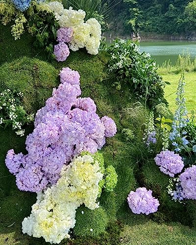 DuHouse 8.7" Silk Hydrangea Flower Heads with Stems Fake Hydrangeas Flowers for DIY Wedding Centerpiece Home Decor,Pack of 6(Lilac) - color: Lilac