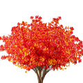 10PCS Artificial Eucalyptus Plants,Fake Boxwood Shrubs UV Resistant No Fade Faux Plastic Greenery for Wedding Bridal Bouquet Indoor Outdoor Home Garden Kitchen Office Table Vase(Fall Red) - color: Gold Red