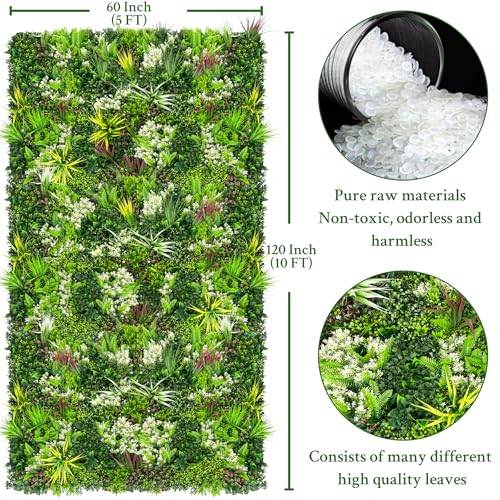 ODTORY Artificial Plant Wall Panels: 60"×120" UV-Anti Faux Grass Wall Backdrop Boxwood Ivy Fence Privacy Screen Fake Greenery Leaf Hedge for Outdoor,Indoor,Garden,Backyard and Home Decor - size: 60"x120" 1P