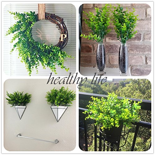 CATTREE Artificial Shrubs Bushes, Plastic Eucalyptus Leaves Fake Green Plants Wedding Indoor Outdoor Home Garden Verandah Kitchen Office Table Centerpieces Arrangements Christmas Decoration 8 pcs - color: Eucalyptus Leaves-8 Pcs