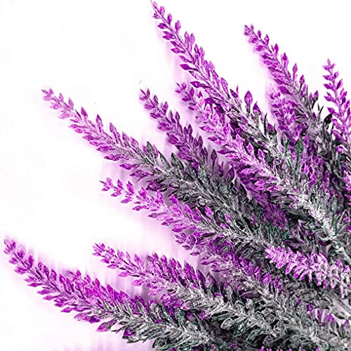 Fake Flowers Lavender, Artificial Flowers for Decoration Faux Flower Plastic Plants Greenery for Outdoor Garden Outdoors Home Art Decorations Floral Arrangements Wedding DIY Bouquet - Fuchsia 8 Pack - color: Lavender-fuchsia-8 Pack