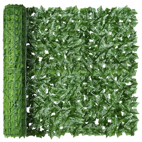 KASZOO Artificial Ivy Privacy Fence Screen - 120x40in Artificial Faux Privacy Fence Panel Artificial Green Wall Balcony Privacy Screen Decoration for Patio, Balcony, Wall, Backyard Indoor Outdoor - size: 120 in x 40 in - Maple Leaf