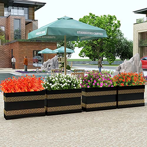 RECUTMS 12 Bundles Outdoor Artificial Flowers UV Resistant Fake Boxwood Plants, Faux Greenery for Indoor Outside Hanging Plants Garden Porch Window Box Home Wedding Farmhouse Décor(Golden) - color: Golden, size: 12 Pcs