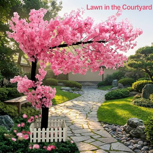 7.9ft Tall Big Cherry Blossom Tree, Handmade Japanese Pink Artificial Cherry Blossom Trees with Led Light for Indoor Outdoors Home Living Room, Wedding Decor - size: 7ft 11in