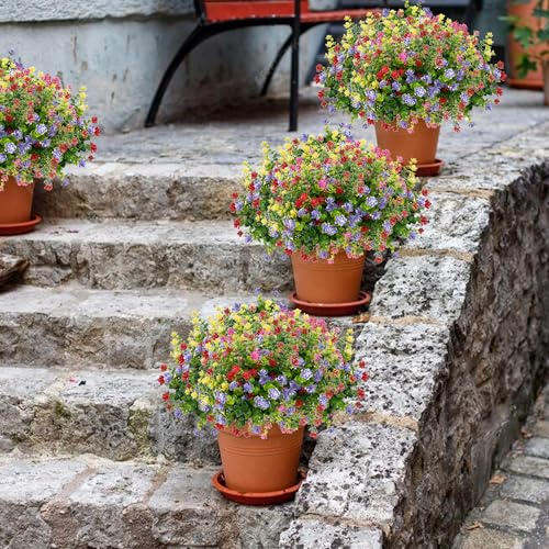 NETAP Outdoor Artificial Flowers UV Resistant, 20 Bundles Fake Realistic Floral Greenery Plants for Outside Porch, Window Boxes, Garden, Yard, Inside Home Table Decor, MixColorB - color: Mixcolorb