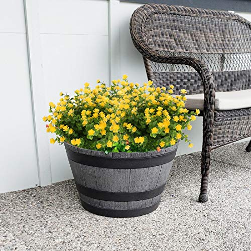 6 Bundles Artificial Flowers, Fake Artificial Greenery UV Resistant No Fade Faux Plastic Plants for Wedding Bridle Bouquet Indoor Outdoor Home Garden Kitchen Office Table Vase (Yellow) - color: Yellow