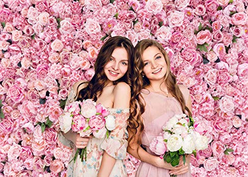 Flower Wall Backdrop Pink Rose Floral Photography Backdrop Ideal for Wedding Valentine's Day Girl's Party Portrait Photo Shoots Bridal Showers Studio Props 7x5FT 11990 - size: 7x5FT