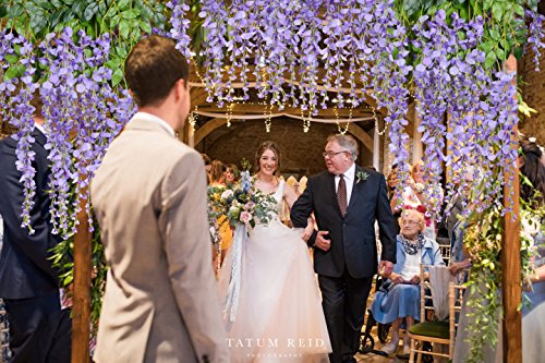 DearHouse 12 Pack 3.6 Feet Artificial Fake Wisteria Vine Ratta Hanging Garland Silk Flowers String Home Party Wedding Decor (Purple 2)