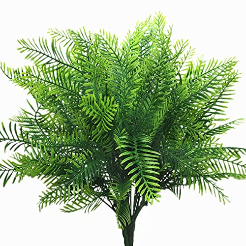 CATTREE Artificial Shrubs, Plastic Plants Bamboo Grass Fake Green Bushes Greenery Leaves Wedding Indoor Outdoor Home Garden Verandah Office Table Centerpieces Arrangements Decoration 4 Bunches - color: Bamboo Grass/4 Bunches