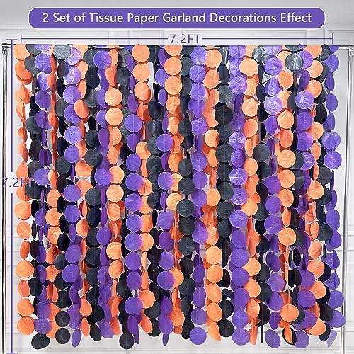 192 Ft Orange Purple Black Party Decorations Polka Dots Streamer Garland Backdrop for Halloween Graduation Birthday Baby Shower Wedding Engagement Bachelorette Bridal Shower Holiday Party Supplies - color: Black Orange Purple