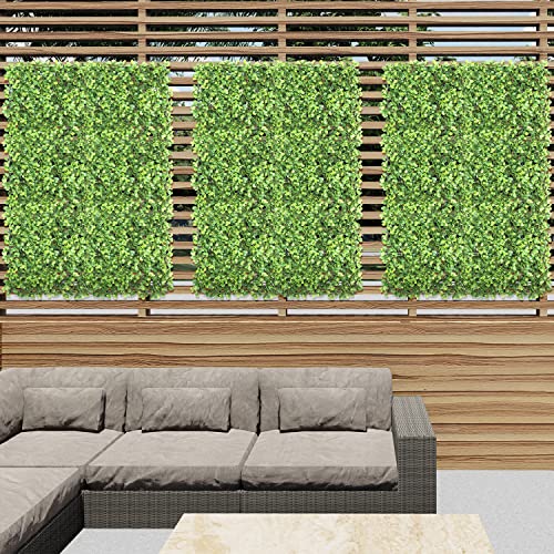 E&K 20" x 20" Artificial Plant Fence Panel Faux Leaves Grass Wall Privacy Screen Panel Decorative for Indoor Outdoor (Lechuguilla, 6 Pcs) - color: Lechuguilla - 01