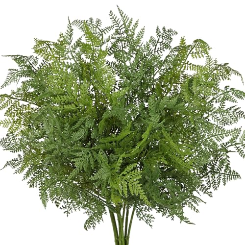 Hollyone 8Pcs Artificial Cedar Fern Stems Bush for Outdoors Indoors 19.6" Fake Ferns Plants Cedar Greenery Stems Faux Shrubs Plant for Garden Farmhouse Front Porch Table Window Box Home Decor - color: Style #2