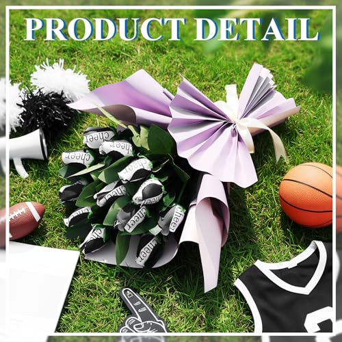 Suhine 12 Pcs Black Cheer Gifts Cheerleader Cheerleading Artificial Rose Flowers Gifts Bulk for Women Cheer Team Sport Game Day Birthday Graduation Party Decorations Favors(Black White, Normal) - color: Black White, size: Normal