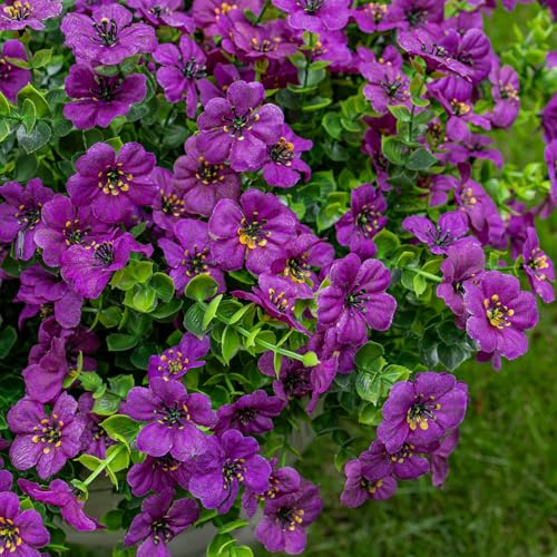 Lnoicy 20 Bundles Artificial Fake Flowers for Outdoor Faux Eucalyptus Flowers for Home Decoration,Fake Plants UV Resistant for Porch/Garden（Fuchsia） - color: Fuchsia