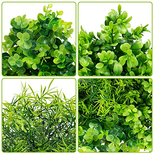 Ouddy Decor 6 Bundles Artificial Greenery Stems Mixed Fake Plastic Plants Eucalyptus Rosemary Faux Magnolia for Outdoor Indoor Garden Home Window Box Decor - color: Green