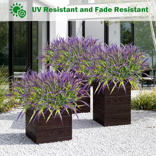 Uieke 6 Bundles Artificial Outdoor Plants UV Resistant Fake Grass Plants Faux Plastic Plants Greenery Shrubs for Home Garden Pathway Window Box Front Porch Spring Summer Decor, Purple - color: Purple, size: 6