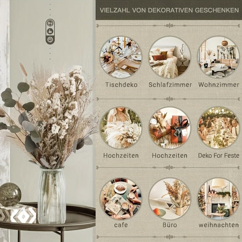 Timeless Spring Dried Floral Bouquet for Home, Wedding Tables and Events – Pampas Grass and Soft Greenery 17 Inch (Classic Beige) - color: Classic Beige