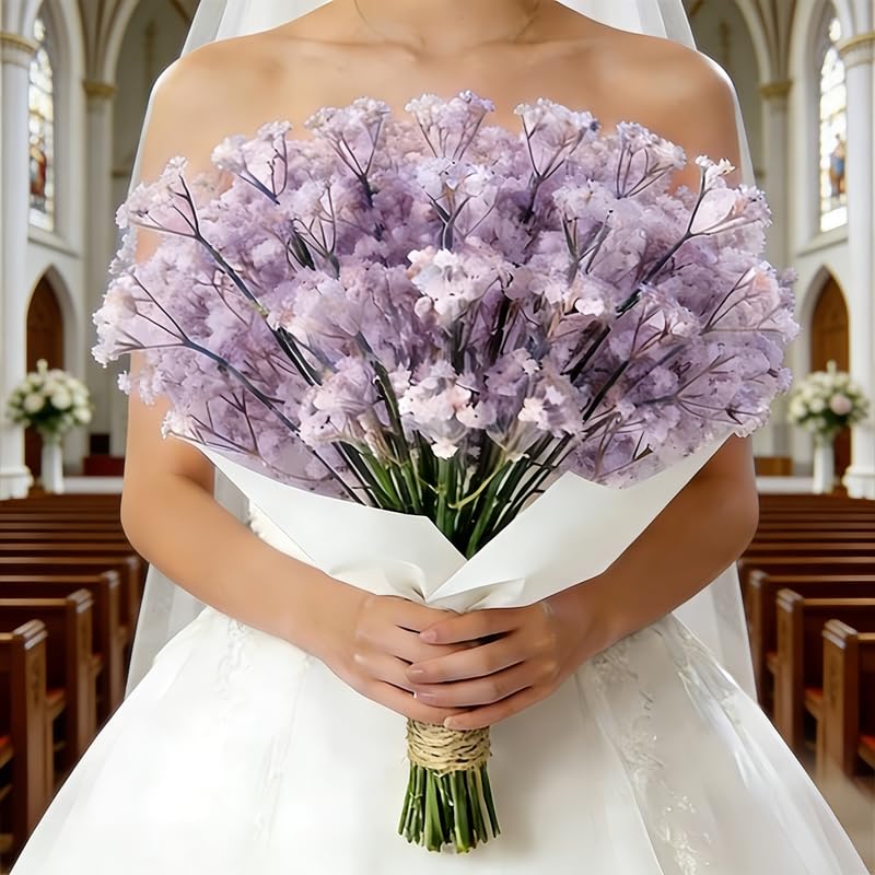 10 Pcs Babys Breath Light Purple Artificial Flowers, Real Touch Gypsophila Fake Flowers for Wedding, Home Decor, Vase Filler, Table Centerpieces, Party Decorations - color: 10pcs Light Purple