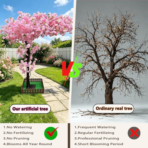 10FT Tall Artificial Cherry Blossom Trees Large for Indoor Outdoors,Fake Japanese Cherry Blossom Tree Light Pink for Home Office Living Room Shopping Party Wedding Mall Thanksgiving Decor - color: Pink, size: 9ft 10in