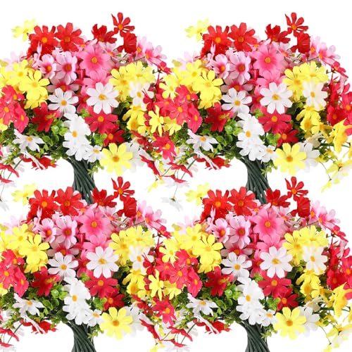 Thiccywoov 36 Bundles Artificial Flowers for Outdoors UV Resistant, Faux Greenery Flowers for Porch Planters Patio Window Box Farmhouse Garden Decor