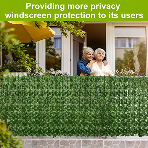Funtery 3 Pieces Balcony Privacy Screen 39.4 x 118 Inch Outdoor Artificial Ivy Privacy Fence Artificial Hedges Fence and Faux Ivy Vine Leaf Decoration for Outdoor Garden Patio Balcony Decor