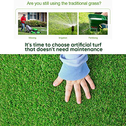Artificial Grass Lawn Turf 0.8inch Realistic Synthetic Grass Mat, Indoor Outdoor Garden Lawn Landscape for Pets,Fake Faux Grass Rug with Drainage Holes - size: 1FTX32FT