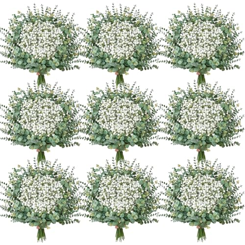 Serwalin 300 Pcs Mixed Artificial Eucalyptus Stems，Babys Breath Artificial Flowers Bulk with Artificial Fake Greenery Stems for Wedding DIY Bouquets Floral Arrangement Home Decor - size: 300pcs