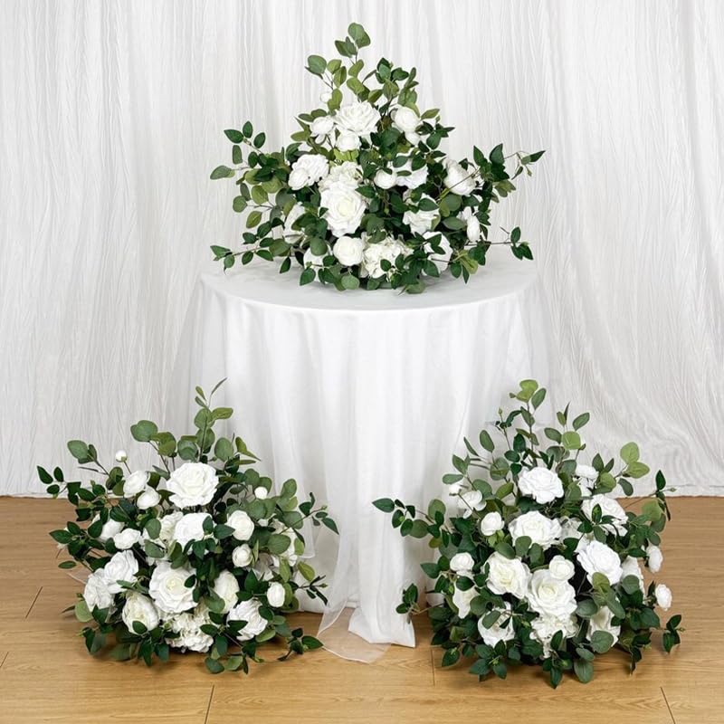 White Ground Flowers, White Wedding Decor, Aisle Flower Decoration, Barrel Whiskey Arrangement, Alter Flowers, Bridal Shower (20in) - size: 20in