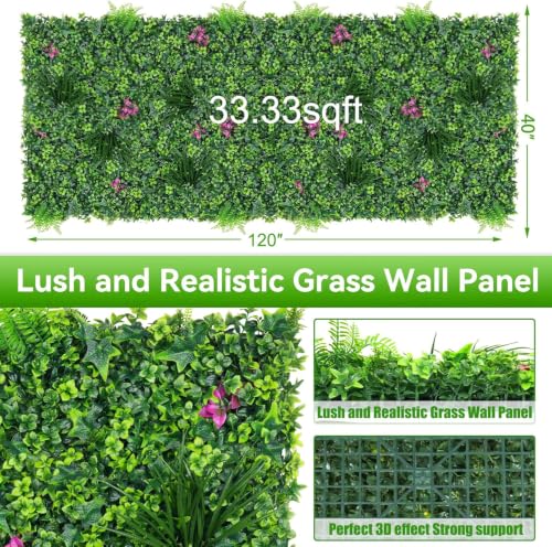 Artificial Grass Wall Roll Panels, 40"x120"(33.33 SQFT) UV-Resistant Plant Greenery Fake Boxwood Backdrop for Outdoor Patio, Garden, Wedding & Home Décor - size: 40x120 IN 1PC