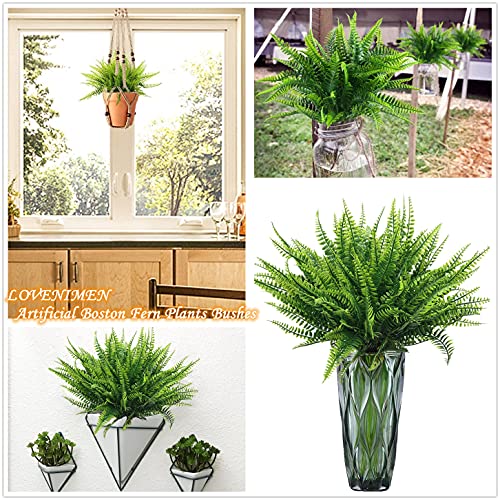 Artificial Boston Fern Plant Bushes, Plastic Shrubs Grass Leaves Fake Plants Outdoor Indoor Greenery Home Garden Décor UV Resistant Table Centerpieces DIY Decoration Planting Filler 8 Pack - color: Persian Grass/ 8 Pcs