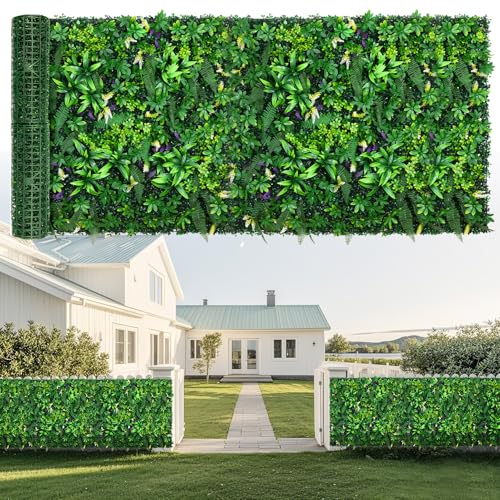 fanado Artificial Grass Wall Panels 40"x120"(33.3 sqft), Hedge Green Wall Decor Backdrop,UV-Anti Fake Greenery Plant Boxwood Panels for Privacy Fence Screen Outdoor Indoor Wedding Garden Backyard - color: Money Tree Leaves, size: 40X120 IN 1PC