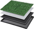 Dog Grass Pet Loo Indoor/Outdoor Portable Potty, Dog Litter Box, Artificial Grass Patch Bathroom Mat and Washable Pee Pad for Puppy Training, Full System with Trays (Pet Training Tray, 20"x16") - size: 20"x16"（4 Layer Potty System)