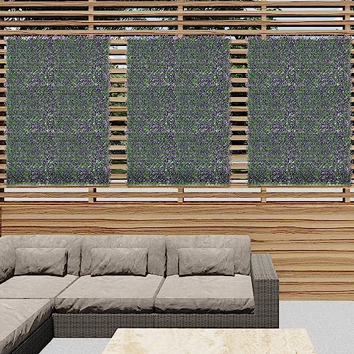 E&K 6Pcs 20" x 20" Artificial Grass Wall Panels, Faux Boxwood Greenery Backdrop Decor, UV Protected Privacy Hedge Screen for Indoor Outdoor (Purple Buxus with Back) - color: Purple Buxus with Back