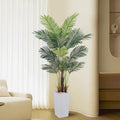 Artificial Palm Tree，5.5FT Fake Tree with White Tall Planter,Faux Areca Palm Tree,Tall Faux Plant with Lifelike Leaves for Home Office Living Room Modern Decoration