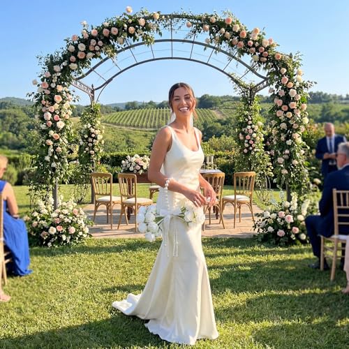 Suncalla 20 Pcs White Rose Artificial Flowers DIY Wedding Bouquet for Bride Wedding Table Centerpieces Decorations Graduation Flower with Ribbon and Pearl for Floral Arrangement DIY Craft Bridal - color: White, style: Rose