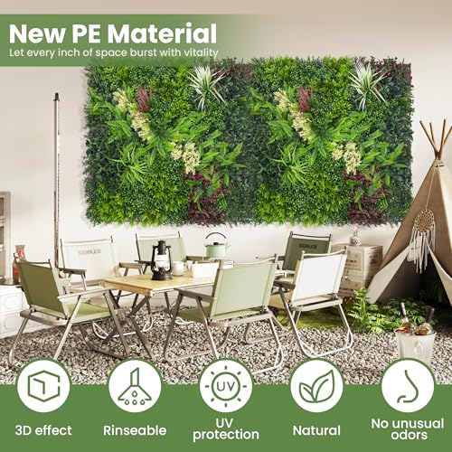 Artificial Grass Wall Boxwood Plant Panel: 20"x20"(6P) UV Resistant Green Leaves Faux for Interior Wall Backdrop,Garden and Indoor Outdoor Wall&Fence Covering Privacy，Party Wall Fence Decor - size: 20"x20"(6P)