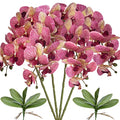 FagusHome 81.3 cm künstliche Phalaenopsis-Blumen, 4 Stück mit 2 Bündeln, Orchideenblumen, Stielpflanzen, Schmetterlinge, Phalaenopsis, Party, Dekoration, Purple Dapple (FH100083) - color: Purple Dapple