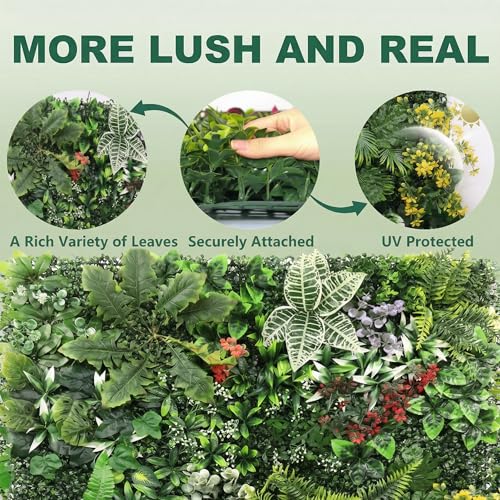 Artificial Grass Wall Panels,40"x40"2PCS Fake Flower Grass Backdrop,UV-Anti Fake Greenery Plant Boxwood Panels,Green Wall Decor for Outdoor Indoor Patio Garden Backyard balcony privacy screen - size: 40x40 2PCS