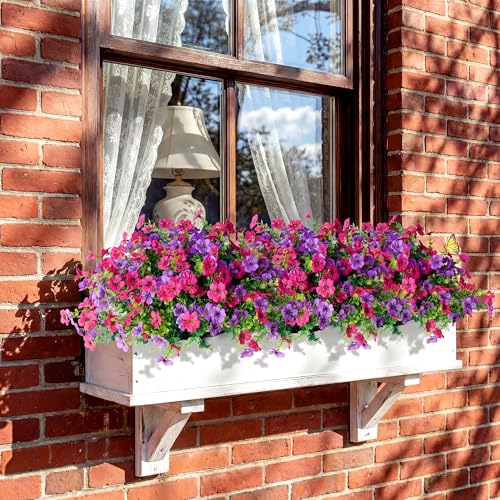 Kingsboomy Artificial Flowers for Outdoors, Faux Plants 12 Bundles Silk Colorful Fake Flowers Eucalyptus Realistic UV Resistant for Outside Home Planter Porch Patio Yard Decor (12, Hot Pink Fuchsia) - color: Hot Pink Fuchsia