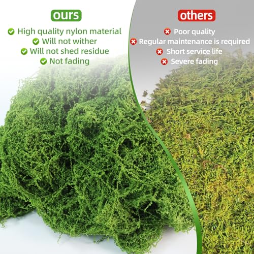 Fake Green Moss for Potted Plants Indoor, 5.3oz Artificial Moss for Crafts, Faux Decor for DIY Decorative, Model Making, Walls, Glass Containers