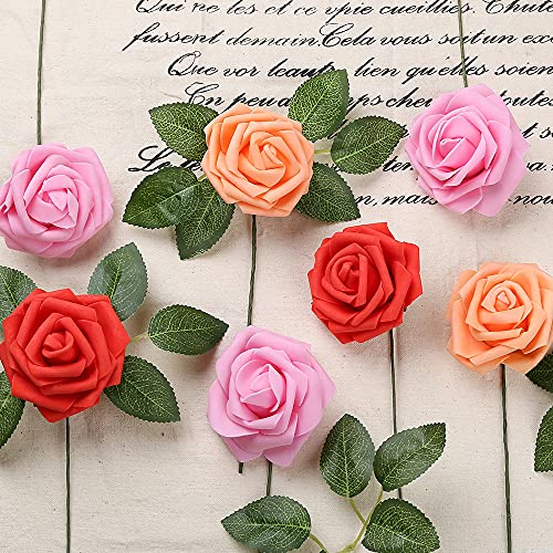 Fake Leaves for Roses Decorations, 80pcs Bulk Green Rose Leaves with Stems for DIY Wedding Bouquets Centerpieces Party Decorations Rose Vine Wreath Garlands Supplies - color: 80pcs Green