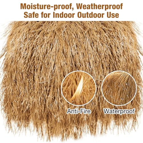 XLX TURF Artificial Thatch Roof for Tiki Bar Hawaiian Beach Party Decorations - Fireproof Wild Mexican Style Artificial Hay Straw Roll Crafts Garden Fence Patio - 20' x 15.74" Duck Blind Grass - size: 15.74" x 20'