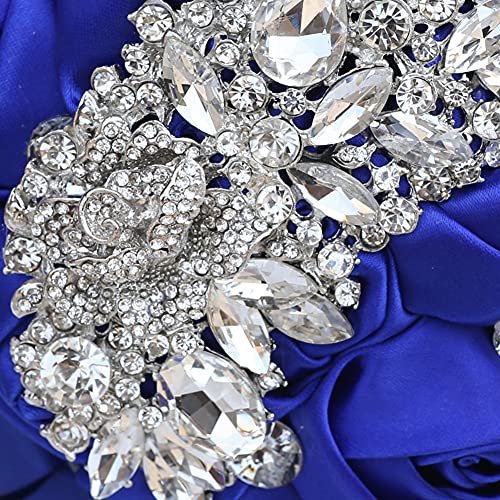 Wedding Bouquets for Bride Bridesmaid Brooch Bouquet Handmade Artificial Flower Tossing Bouquet for Wedding Ceremony Anniversary(Royal Blue,24cm) - color: Royal Blue, size: 9.4''/24cm
