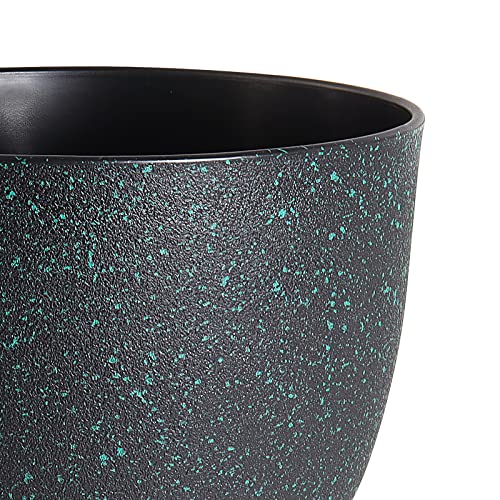 WOUSIWER Plant Pots 10/9/8 inch, Set of 3 Modern Decorative Plastic Planters with Drainage Holes and Saucers for House Plants Indoor Flowers Plants, Black with Green Speckles - color: Black With Green Speckles