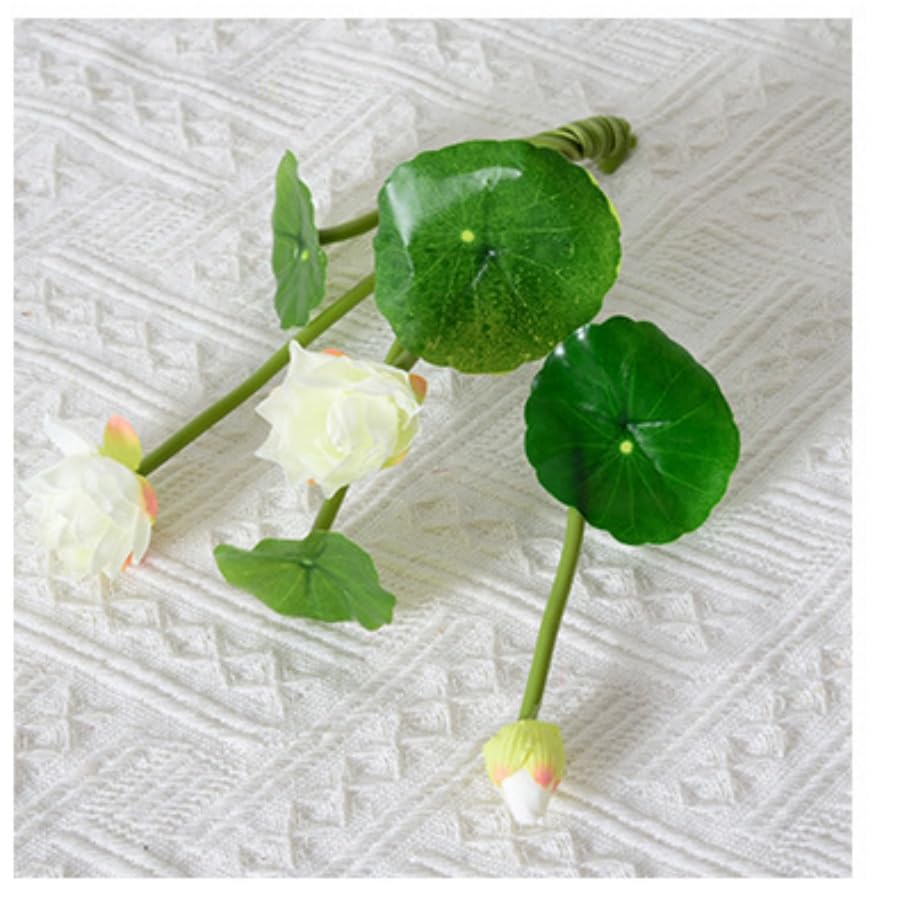 Artificial Flower Water Lily,Silk Plants Floating Flowers,Plastic Flowers Lotus Flowers,Realistic Fake Flowers Lotus Decor Used for Fish Tank Decoration Home Decor (3, White) - color: White